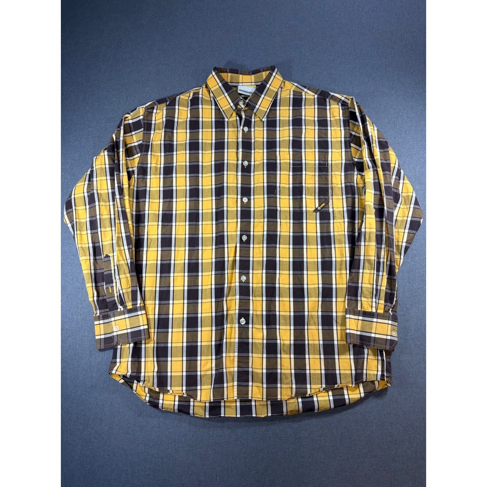 Southpole Authentic Collection Mens XXL Yellow Black Plaid Button Down Shirt y2k